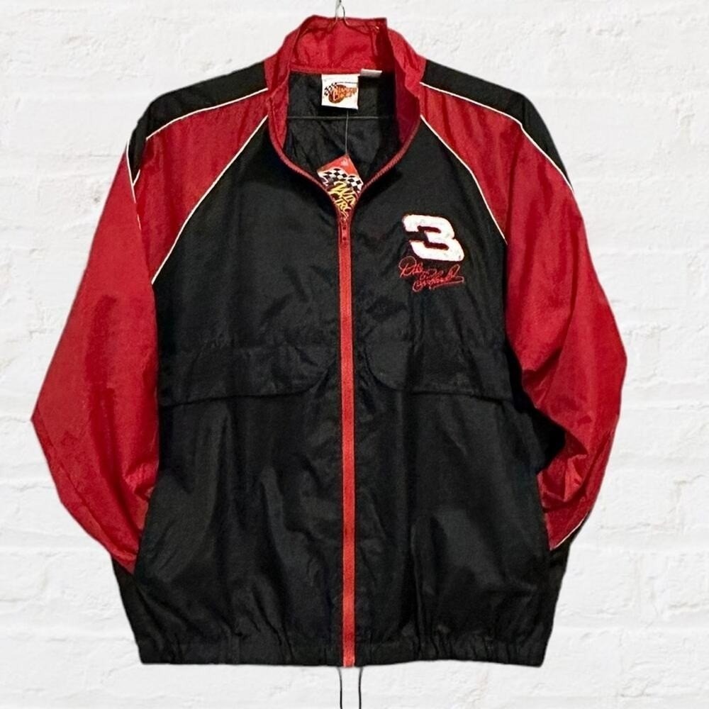 Winners Circle Dale Earnhardt Sr 3 NASCAR Jacket Black Red Vintage Mens Sz L NWT